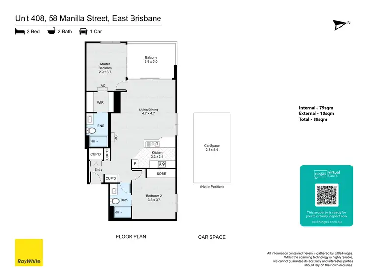 Floorplan of Homely apartment listing, 408/58 Manilla Street, East Brisbane QLD 4169