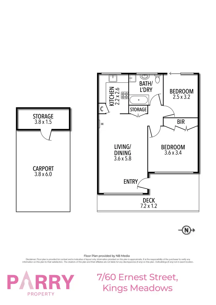 Floorplan of Homely unit listing, 7/60 Ernest Street, Kings Meadows TAS 7249