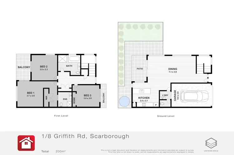 Floorplan of Homely townhouse listing, 1/8 Griffith Road, Scarborough QLD 4020