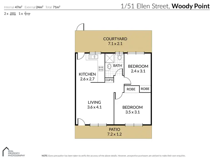Floorplan of Homely unit listing, 1/51 Ellen Street, Woody Point QLD 4019