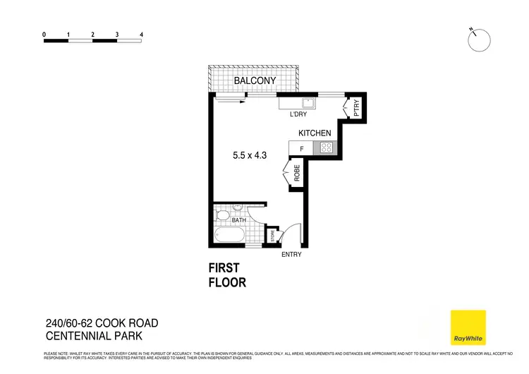 Floorplan of Homely studio listing, 240/60-62 Cook Road, Centennial Park NSW 2021