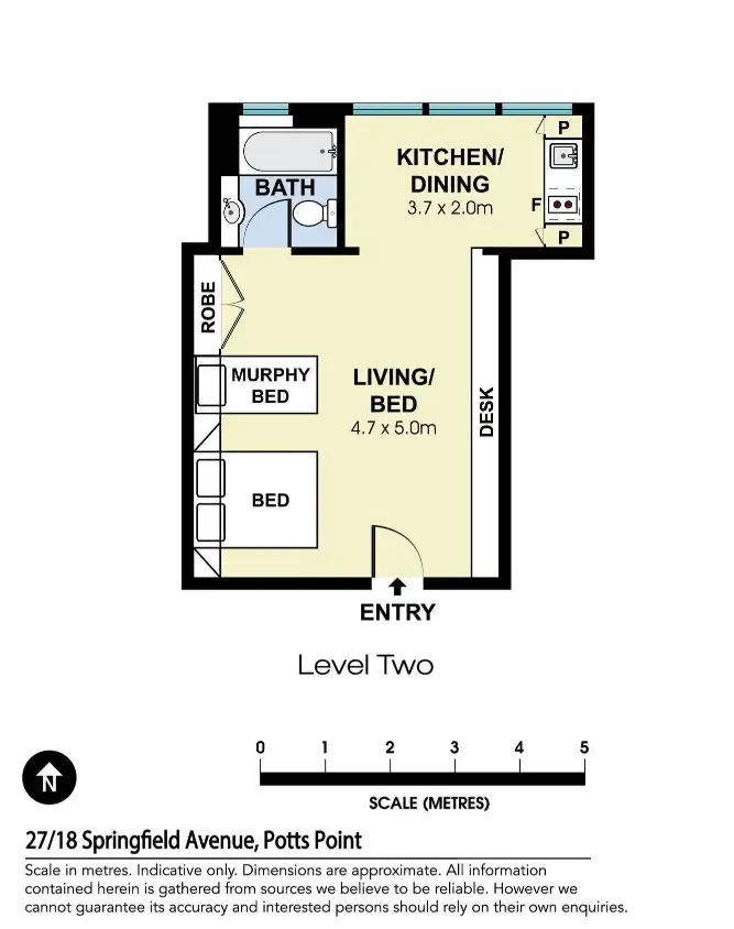 Floorplan of Homely studio listing, 27/18 Springfield Avenue, Potts Point NSW 2011