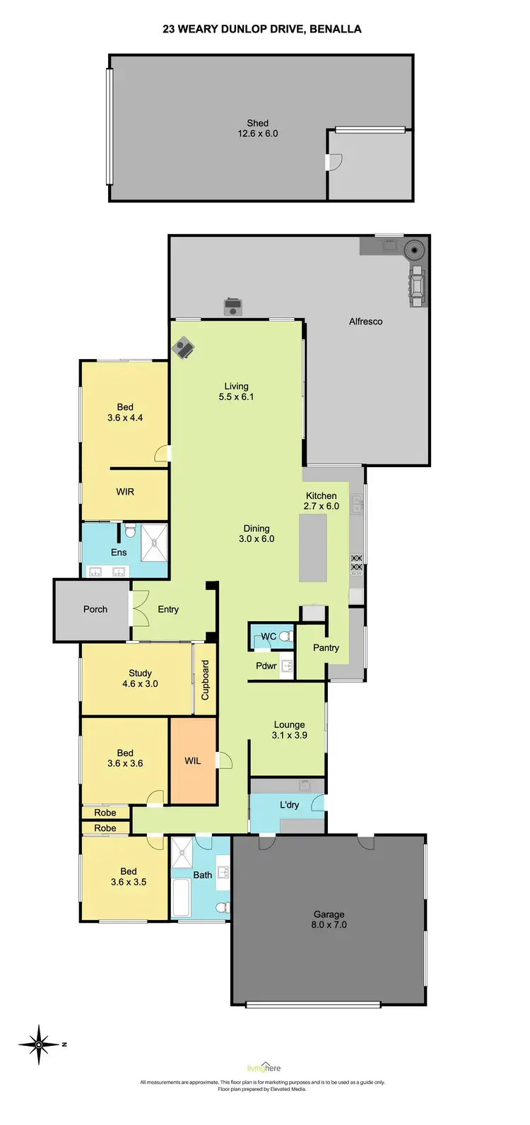 Floorplan of Homely house listing, 23 Weary Dunlop Drive, Benalla VIC 3672