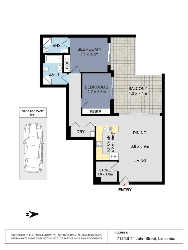 Floorplan of Homely apartment listing, 713/36-44 John Street, Lidcombe NSW 2141