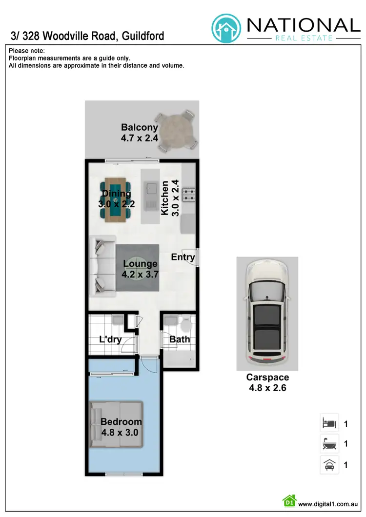 Floorplan of Homely unit listing, 3/328 Woodville Rd, Guildford NSW 2161