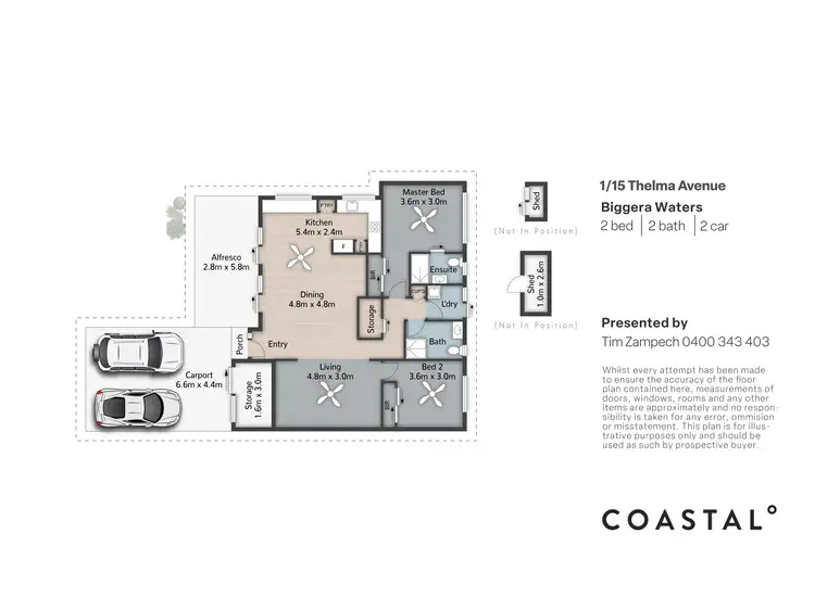 Floorplan of Homely semi-detached listing, 1/15 Thelma Avenue, Biggera Waters QLD 4216