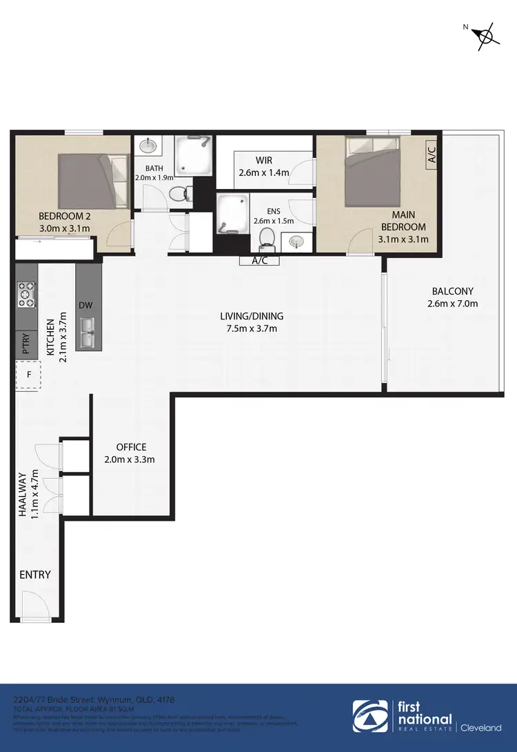 Floorplan of Homely unit listing, 2204/77 Bride Street, Wynnum QLD 4178