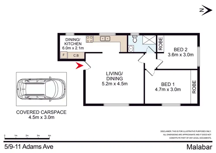 Floorplan of Homely unit listing, 5/9-11 Adams Avenue, Malabar NSW 2036