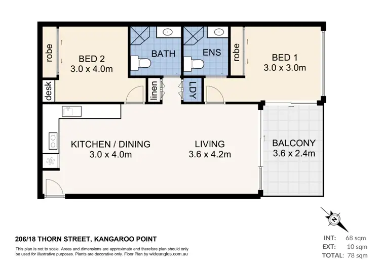 Floorplan of Homely apartment listing, 206/18 Thorn Street, Kangaroo Point QLD 4169