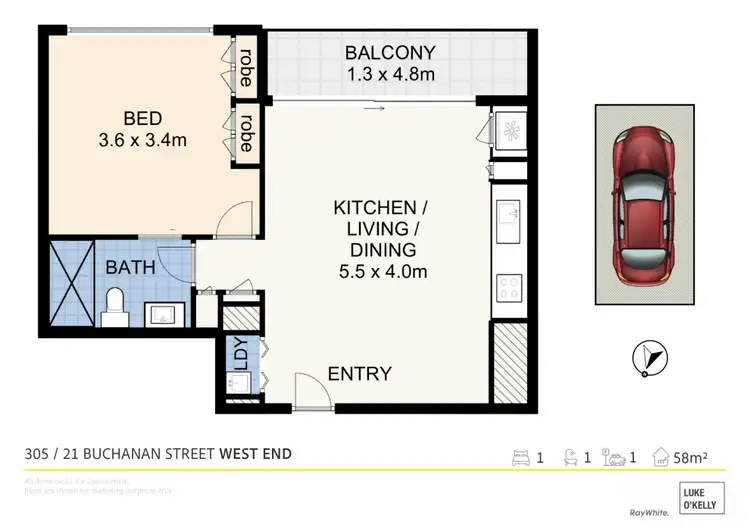 Floorplan of Homely apartment listing, 305/21 Buchanan Street, West End QLD 4101