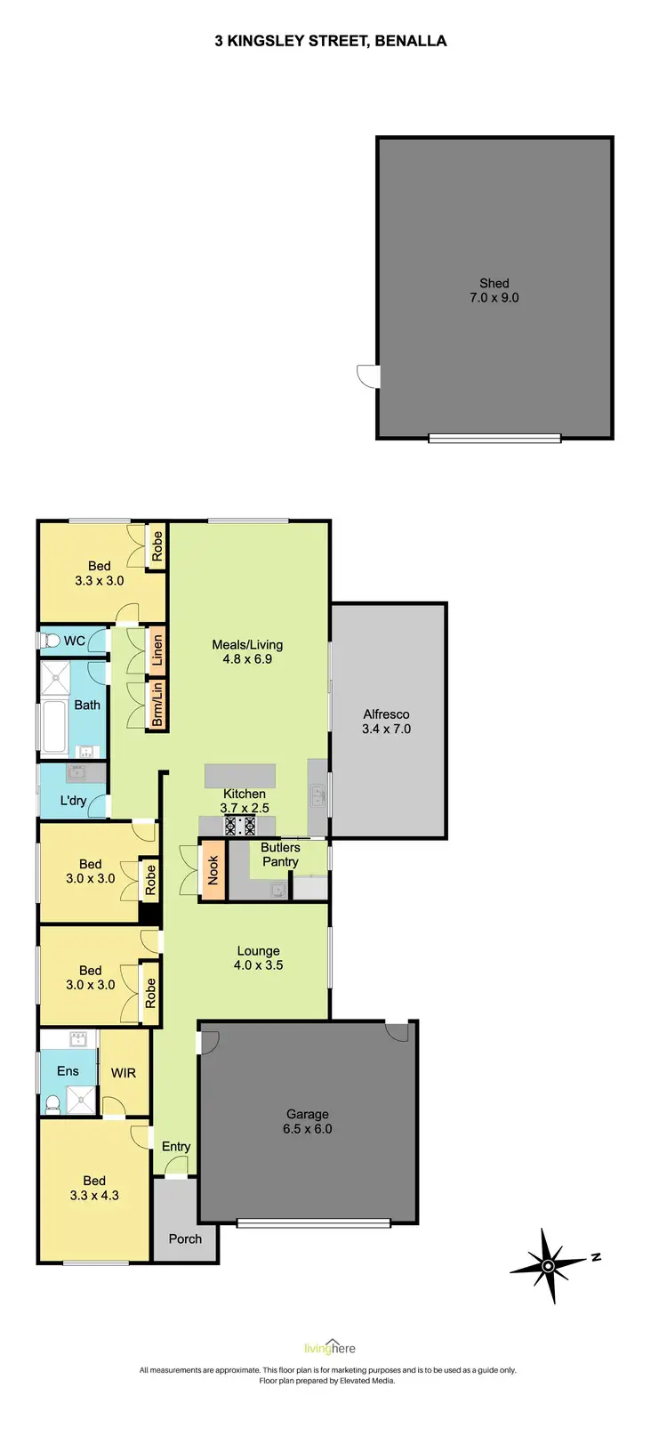 Floorplan of Homely house listing, 3 Kingsley Street, Benalla VIC 3672