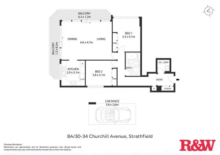 Floorplan of Homely apartment listing, 8A/30-34 Churchill Avenue, Strathfield NSW 2135