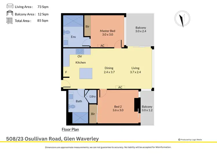Floorplan of Homely apartment listing, 508/23 Osullivan Road, Glen Waverley VIC 3150