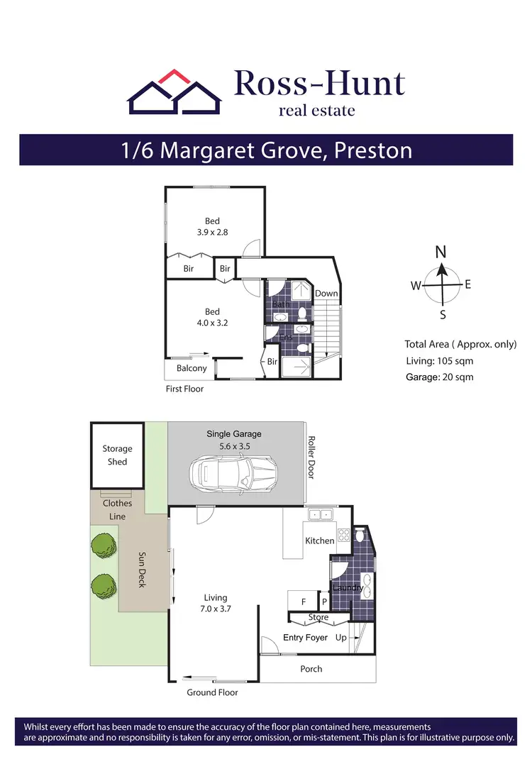 Floorplan of Homely townhouse listing, 1/6 Margaret Grove, Preston VIC 3072