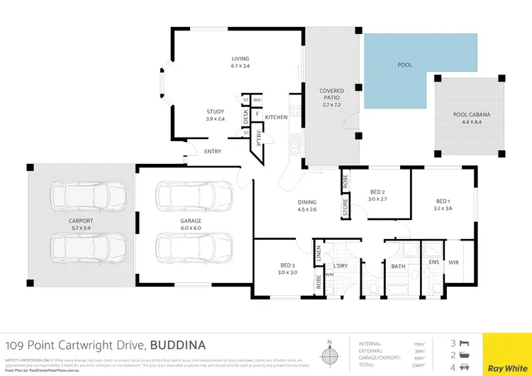 Floorplan of Homely house listing, 109 Point Cartwright Drive, Buddina QLD 4575