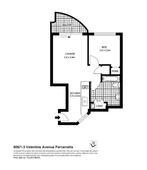 Floorplan of Homely apartment listing, 806/1-3 Valentine Avenue, Parramatta NSW 2150