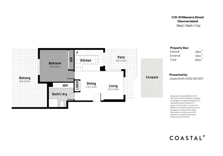 Floorplan of Homely apartment listing, 1/31-33 Mawarra Street, Chevron Island QLD 4217