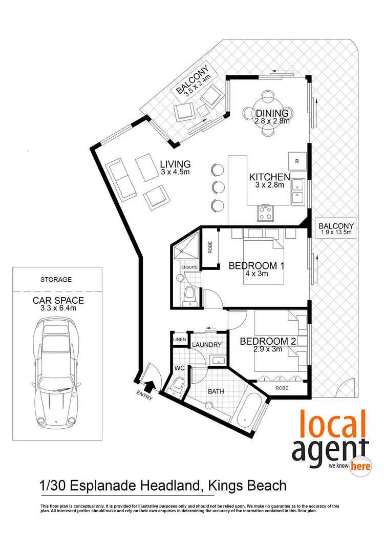 Floorplan of Homely unit listing, 1/30 Esplanade Headland, Kings Beach QLD 4551