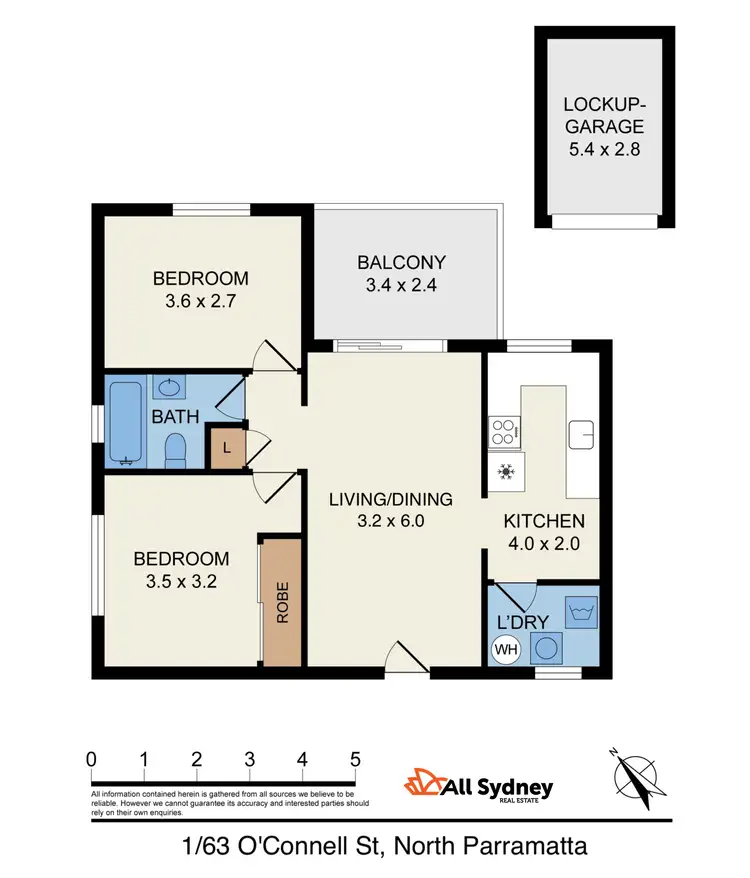 Floorplan of Homely unit listing, 1/63 O'connell St, North Parramatta NSW 2151