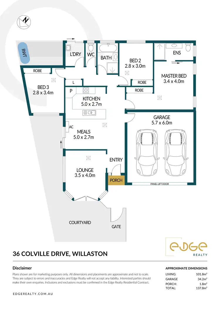 Floorplan of Homely house listing, 36 Colville Drive, Willaston SA 5118