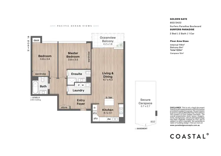 Floorplan of Homely apartment listing, 802/3422 Surfers Paradise Boulevard, Surfers Paradise QLD 4217