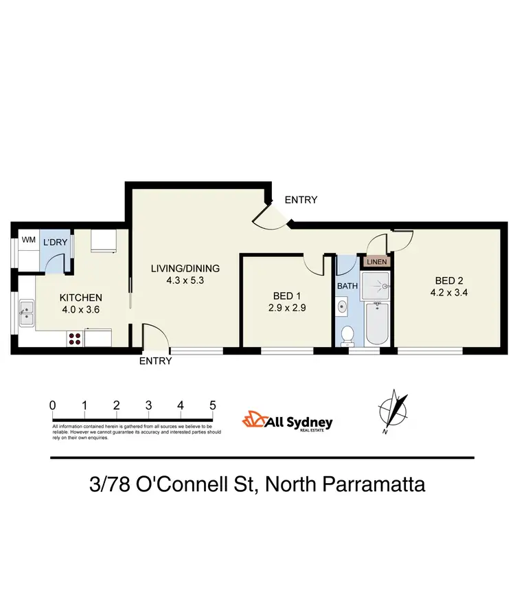 Floorplan of Homely unit listing, 3/78 O'connell St, North Parramatta NSW 2151