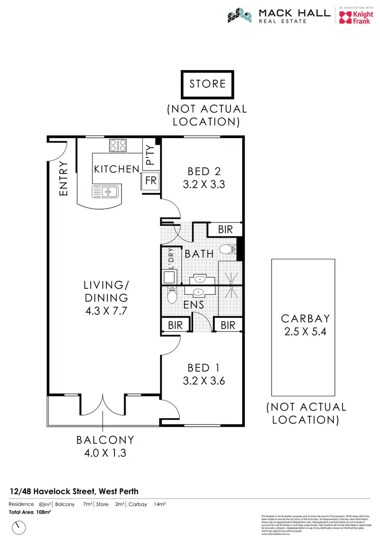 Floorplan of Homely apartment listing, 12/48 Havelock Street, West Perth WA 6005