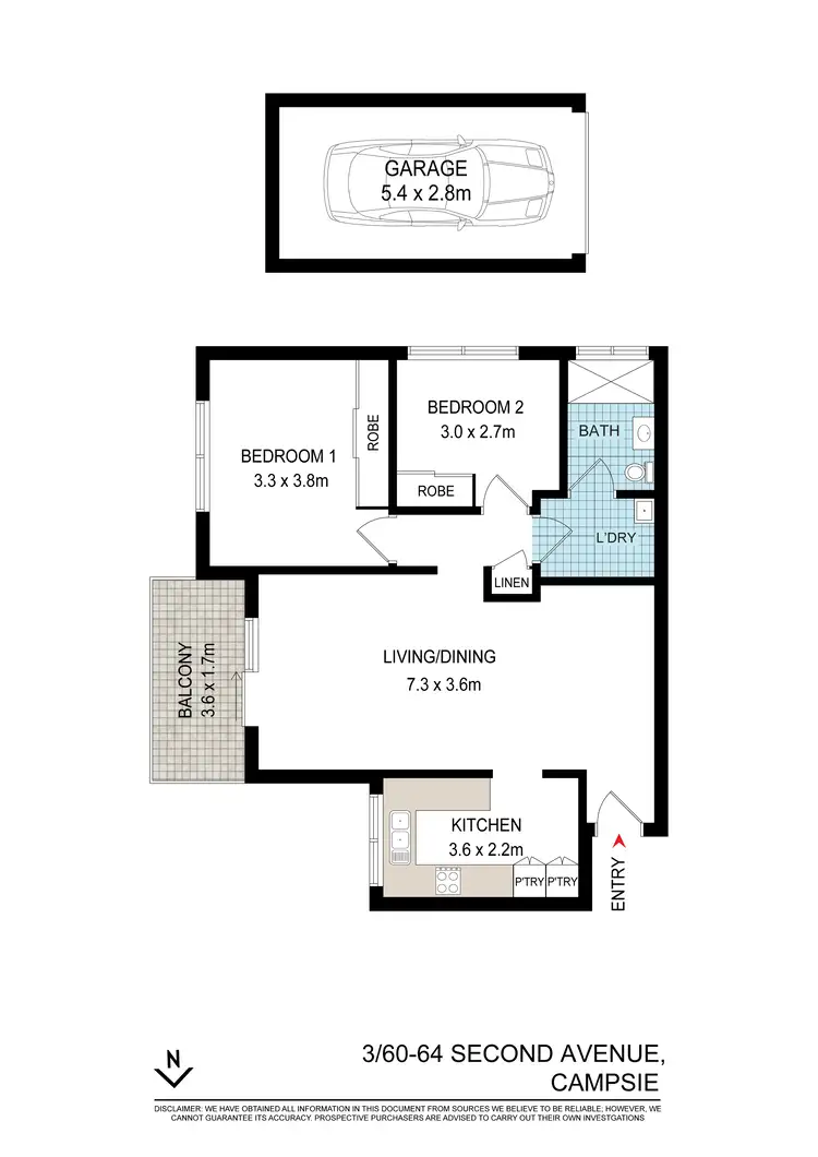 Floorplan of Homely apartment listing, 3/60-64 Second Avenue, Campsie NSW 2194