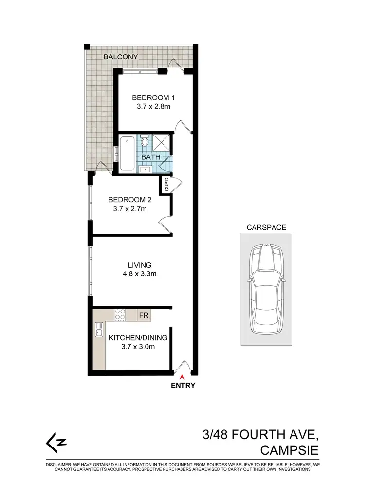 Floorplan of Homely apartment listing, 3/48 Fourth Avenue, Campsie NSW 2194