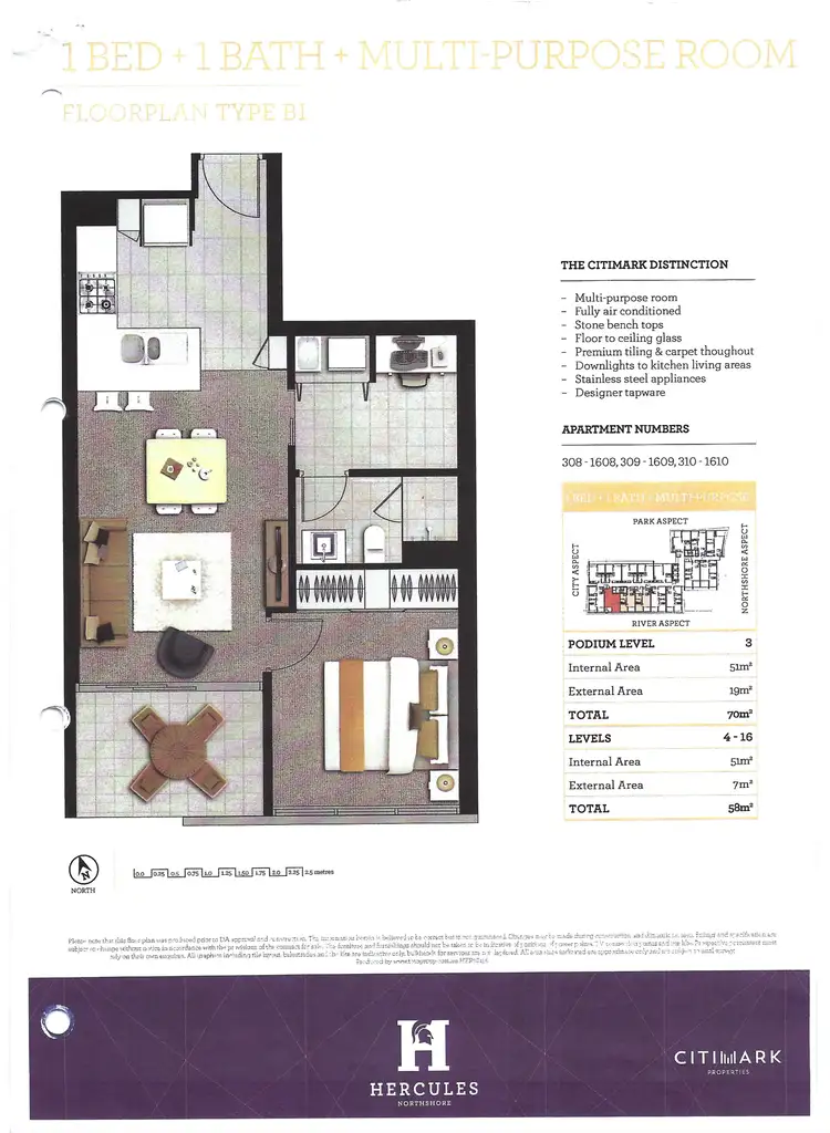 Floorplan of Homely apartment listing, 308/35 Hercules Street, Hamilton QLD 4007