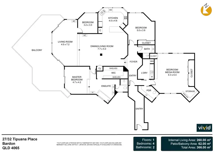 Floorplan of Homely apartment listing, 27/32 Tipuana Place, Bardon QLD 4065