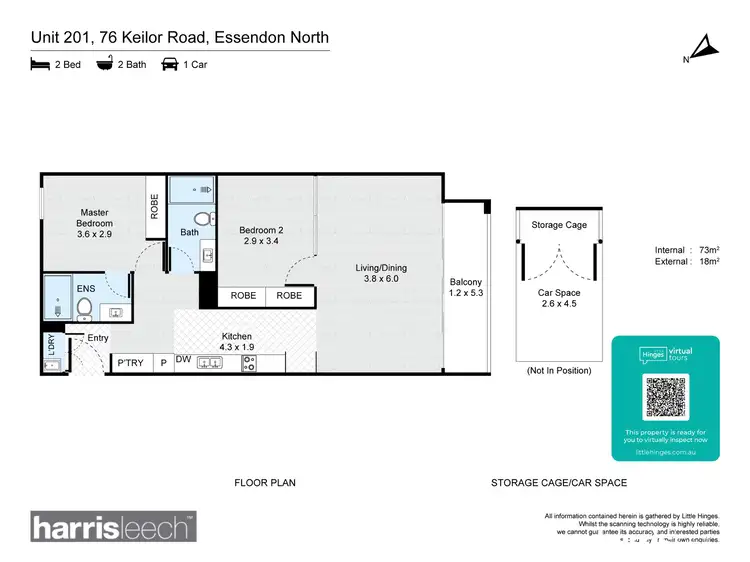 Floorplan of Homely apartment listing, 201/76-78 Keilor Road, Essendon North VIC 3041