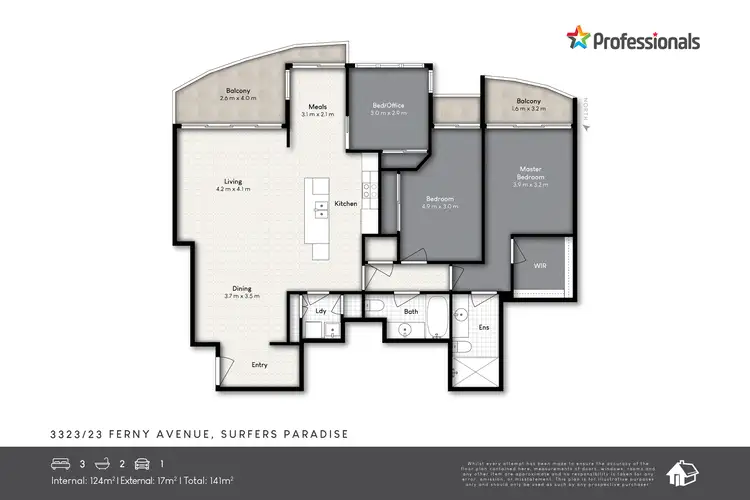 Floorplan of Homely apartment listing, 3323/23 Ferny Avenue, Surfers Paradise QLD 4217