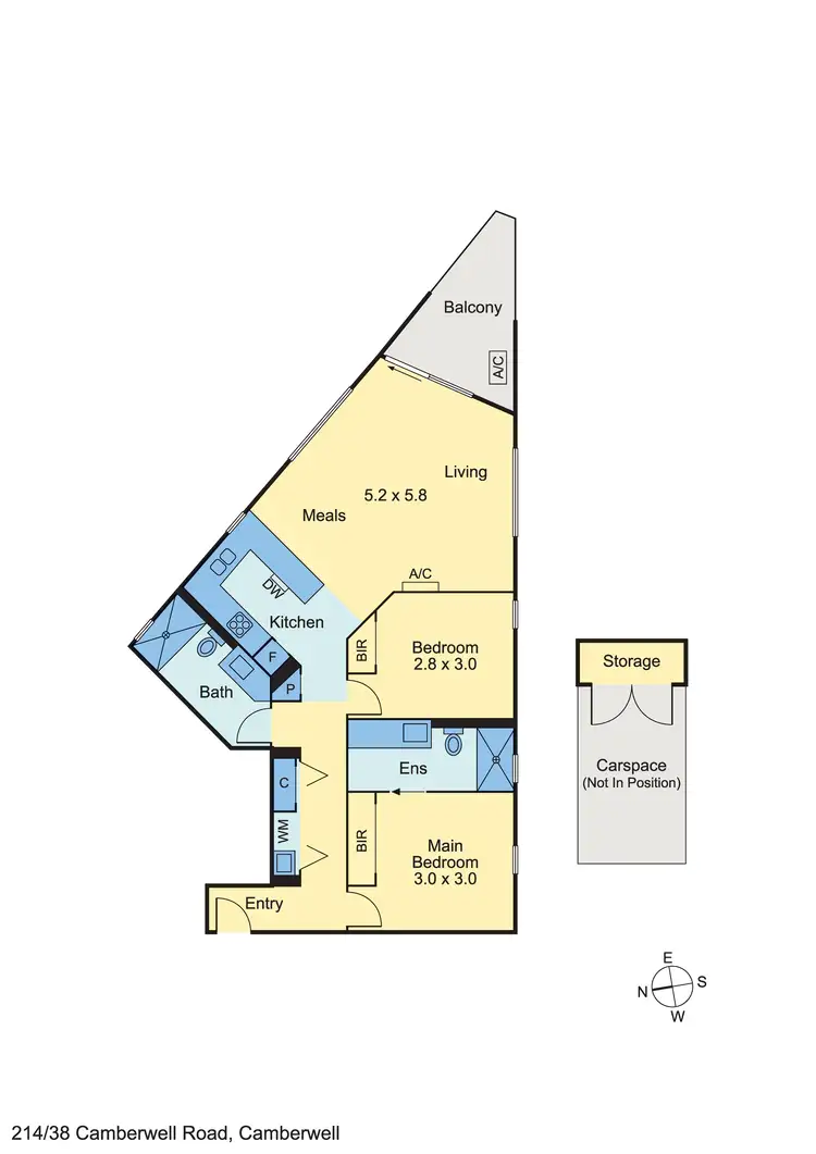 Floorplan of Homely apartment listing, 214/38 Camberwell Road, Hawthorn East VIC 3123