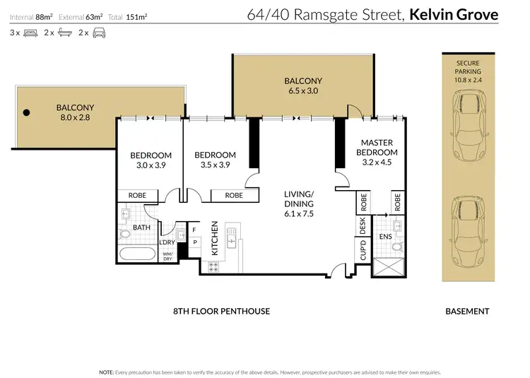 Floorplan of Homely apartment listing, 64/40 Ramsgate Street, Kelvin Grove QLD 4059