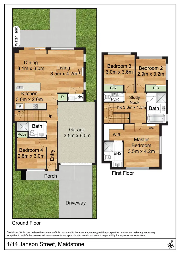Floorplan of Homely townhouse listing, 1/14 Janson Street, Maidstone VIC 3012