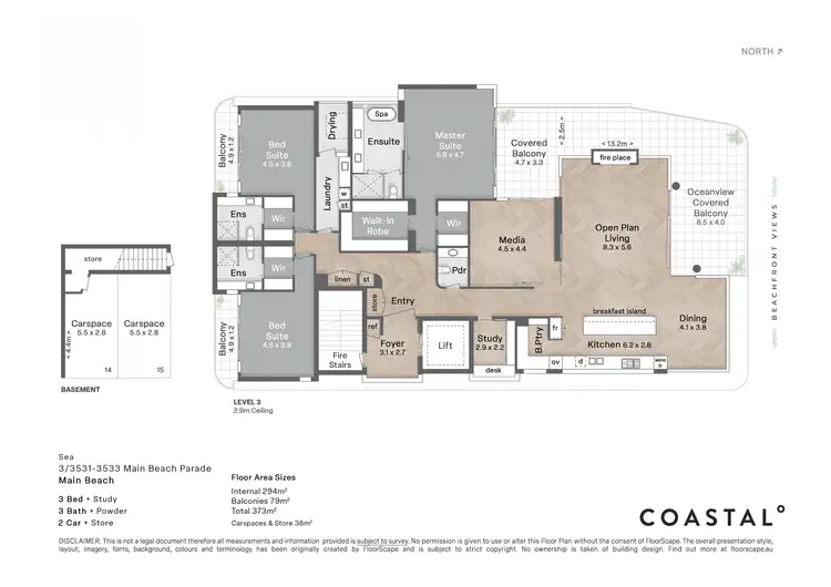 Floorplan of Homely apartment listing, 3/3531-3533 Main Beach Parade, Main Beach QLD 4217