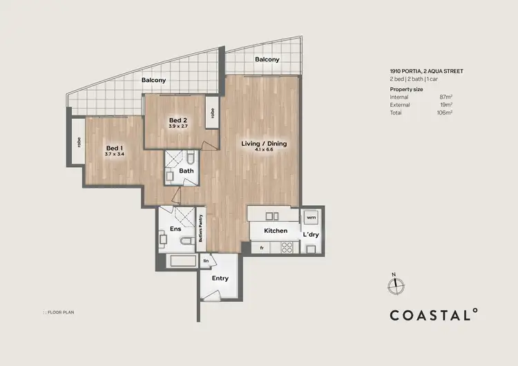 Floorplan of Homely apartment listing, 1910/2 Aqua Street, Southport QLD 4215