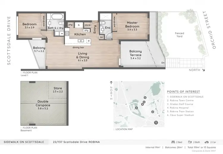 Floorplan of Homely apartment listing, 22/137 Scottsdale Drive, Robina QLD 4226
