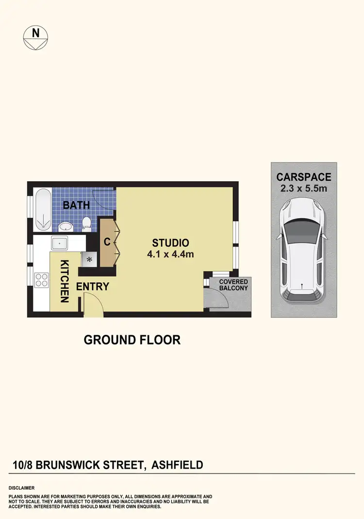 Floorplan of Homely studio listing, 10/8 Brunswick Parade, Ashfield NSW 2131