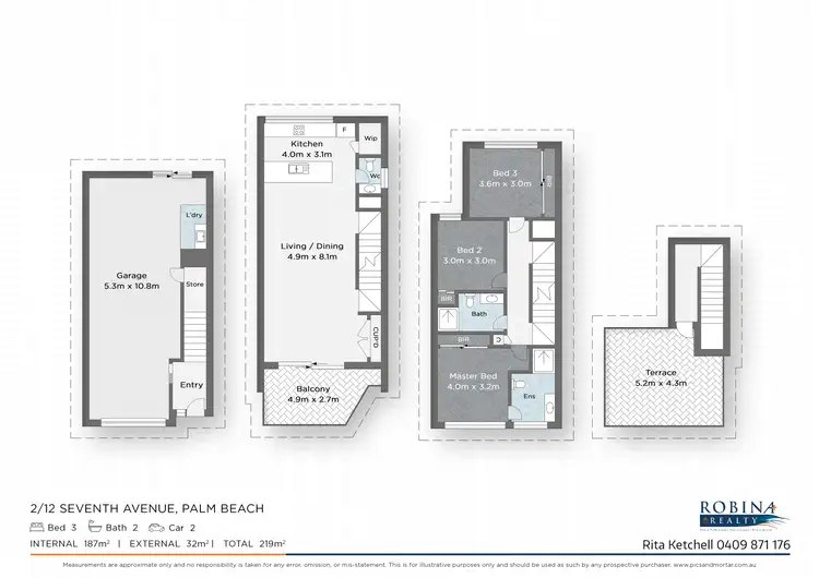 Floorplan of Homely townhouse listing, 2/12 Seventh Avenue, Palm Beach QLD 4221
