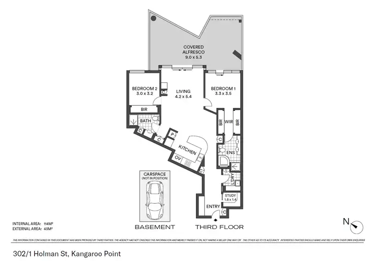 Floorplan of Homely apartment listing, 302/1 Holman Street, Kangaroo Point QLD 4169