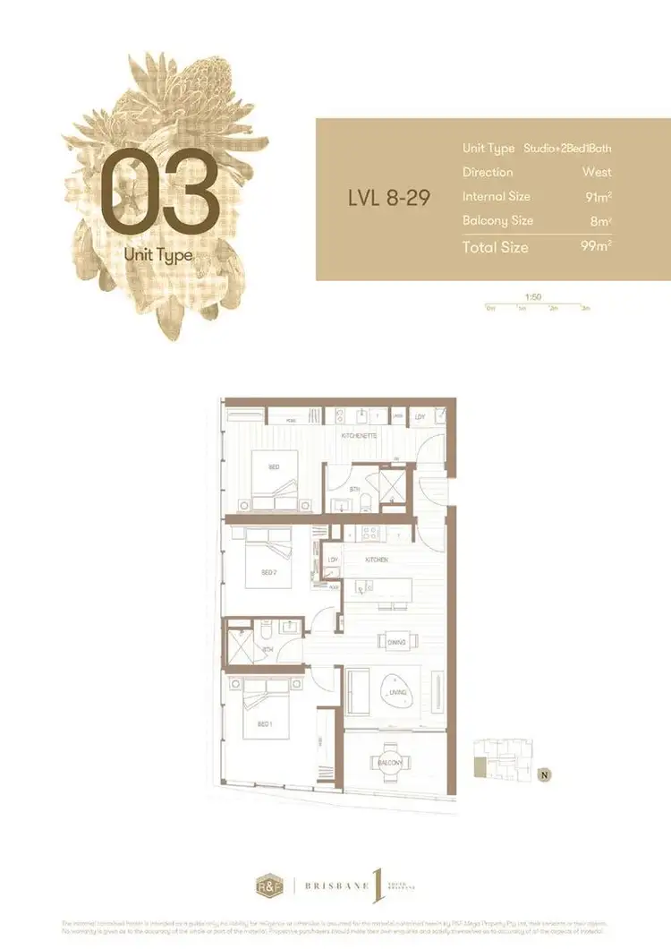 Floorplan of Homely apartment listing, 11003/1 Cordelia Street, South Brisbane QLD 4101