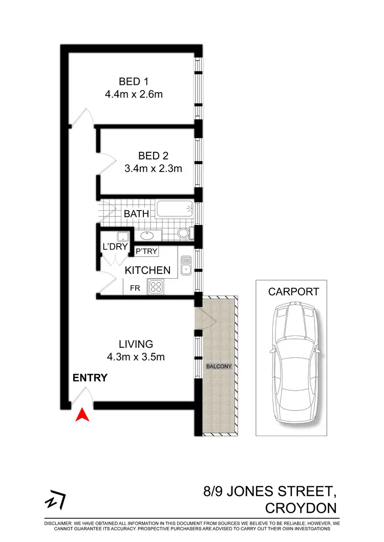 Floorplan of Homely apartment listing, 8/9 Jones Street, Croydon NSW 2132