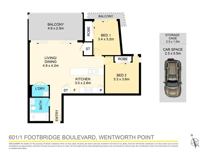 Floorplan of Homely apartment listing, 601/1 Footbridge Boulevard, Wentworth Point NSW 2127