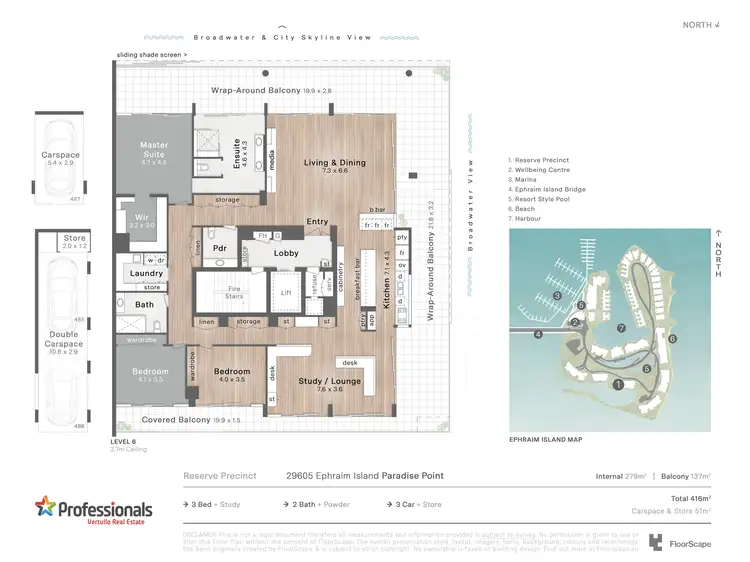 Floorplan of Homely apartment listing, 29605 Ephraim Island Parade, Paradise Point QLD 4216
