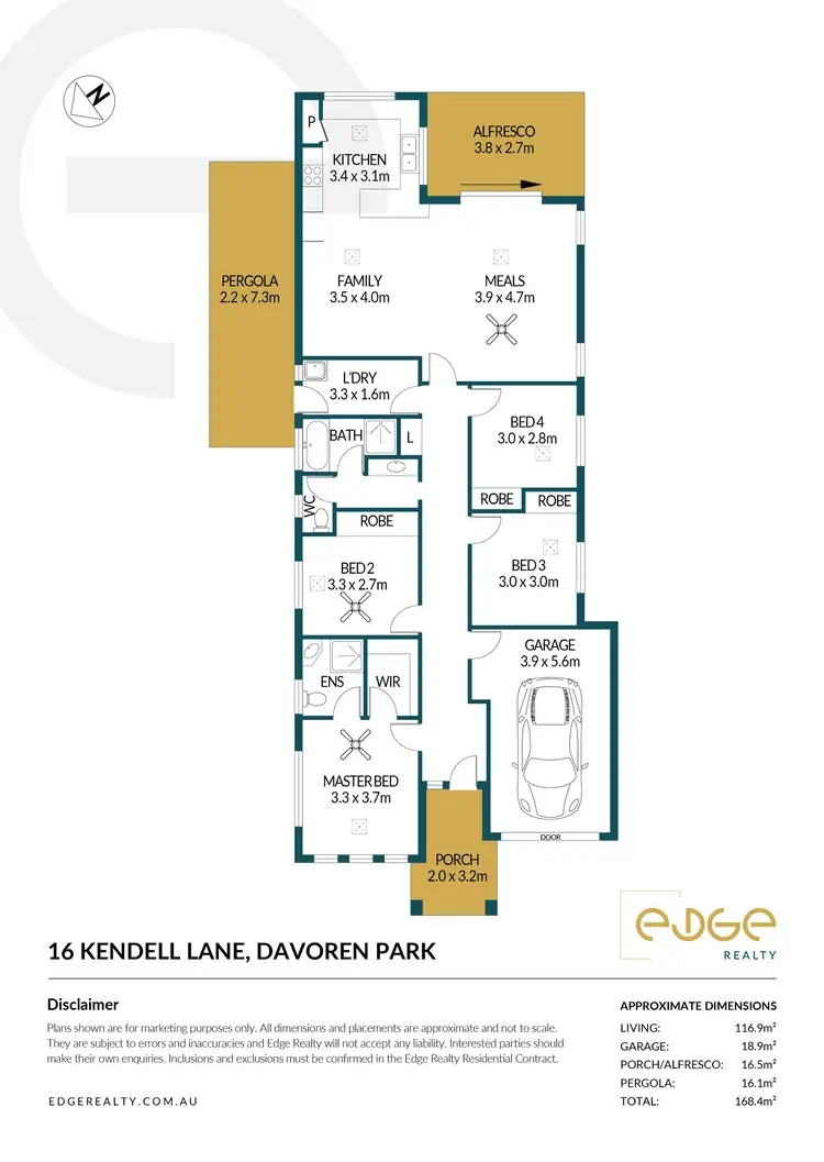 Floorplan of Homely house listing, 16 Kendell Lane, Davoren Park SA 5113