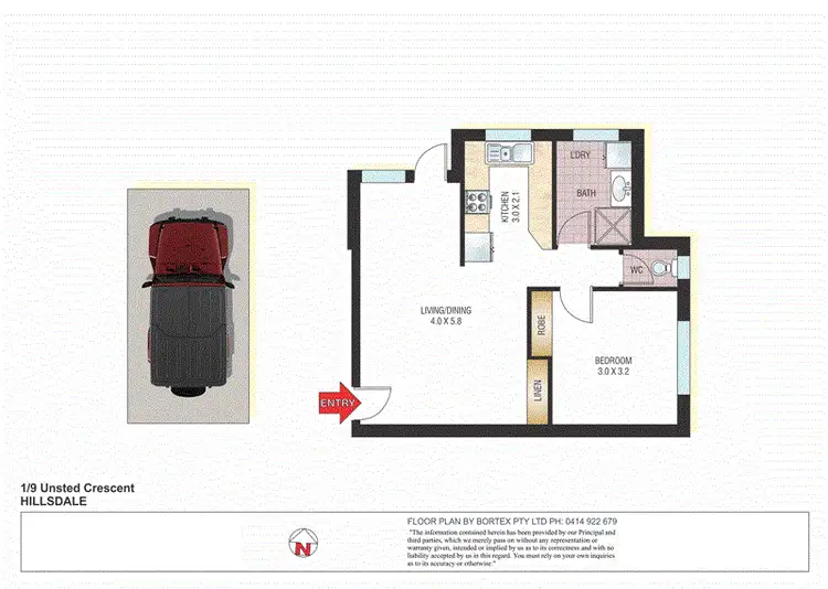 Floorplan of Homely apartment listing, 1/9 Unsted Crescent, Hillsdale NSW 2036