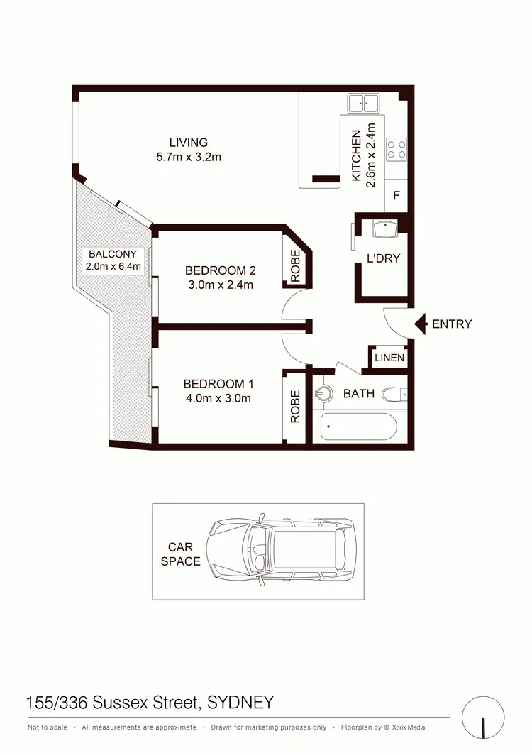 Floorplan of Homely apartment listing, 155/336-346 Sussex Street, Sydney NSW 2000