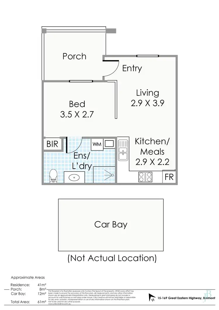 Floorplan of Homely unit listing, 15/169 Great Eastern Highway, Belmont WA 6104